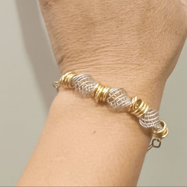 Bracelet Maillon en Or Jaune et Or Gris 18 Carats