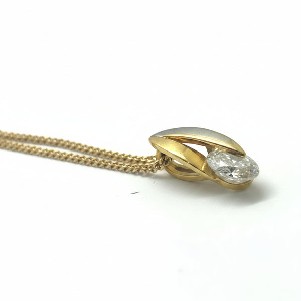 Pendentif Solitaire Or Jaune et Blanc 18 K