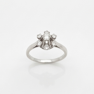 Bague Marguerite Or Blanc 18K - 2.66G Diamants