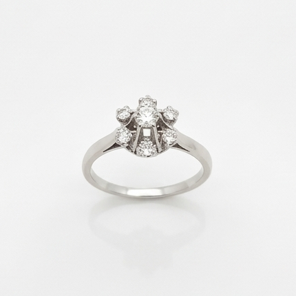 Bague Marguerite Or Blanc 18K - 2.66G Diamants
