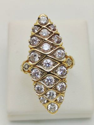 Bague marquise en or jaune 18K Taille-52