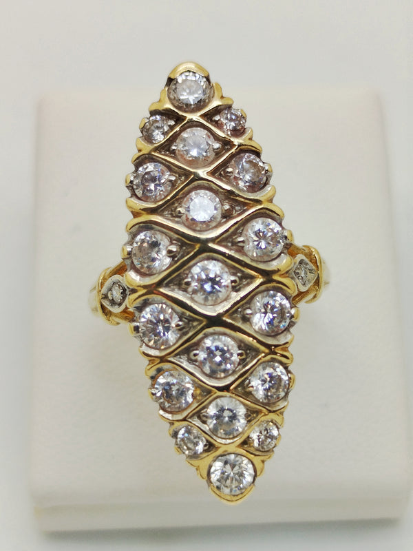 Bague marquise en or jaune 18K Taille-52