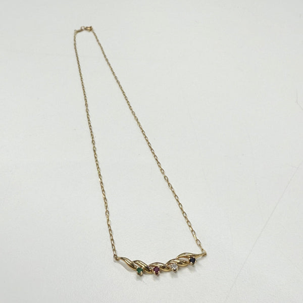 Collier Ras du Cou Or Jaune 18k avec Pierres Précieuses
