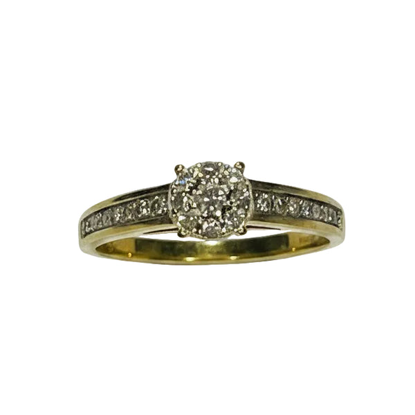 Bague Sertie de 25 Diamants en Or Jaune 18K