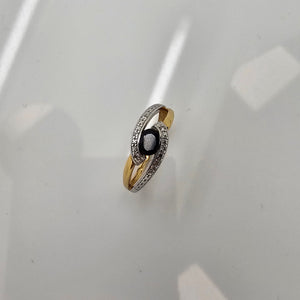 Bague Demi Tour Or Jaune 18K avec Saphir - T52 - 2.22gr