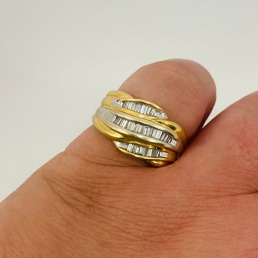 Bague en or jaune et blanc avec 10 diamants - T 54