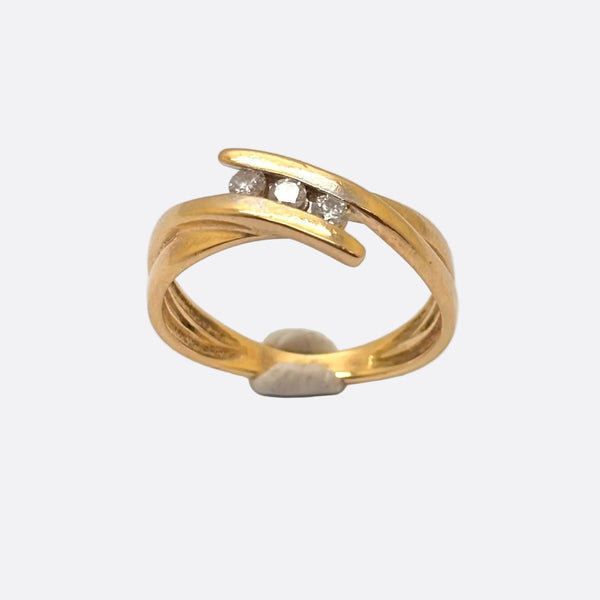 Bague en Or Jaune 18K Diamants - Taille 52- 2.89g