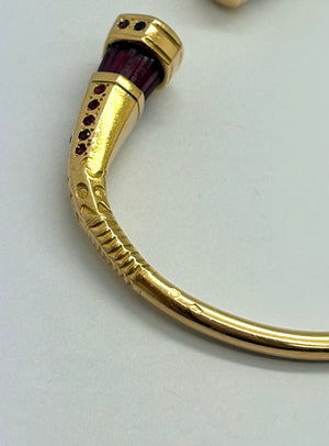 Jonc Bracelet Or Jaune avec Rubis - 18 carats