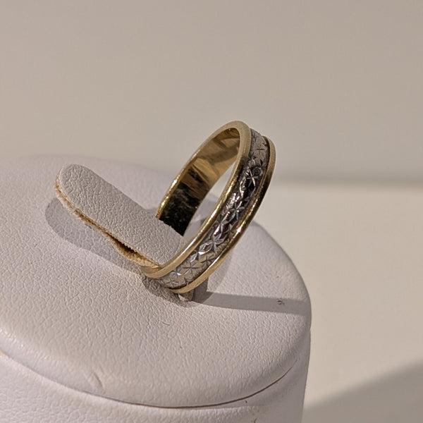 Bagues Alliance Or Jaune et Gris 18K Motif Étoiles