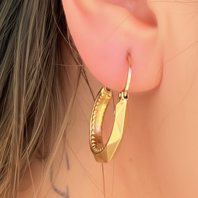 Boucles d'Oreilles Créoles en Or Jaune 18k