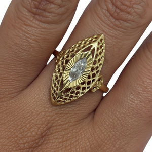 Bague Marquise Or Jaune 18 Carats avec Oxyde
