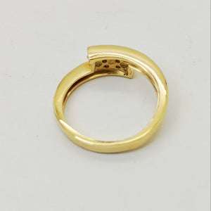 Bague en Or Jaune 18K avec Diamants - Taille 54 - 4.54g