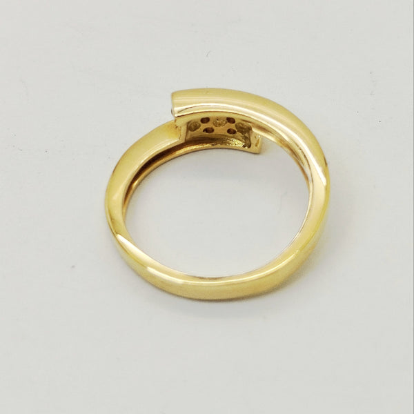 Bague en Or Jaune 18K avec Diamants - Taille 54 - 4.54g
