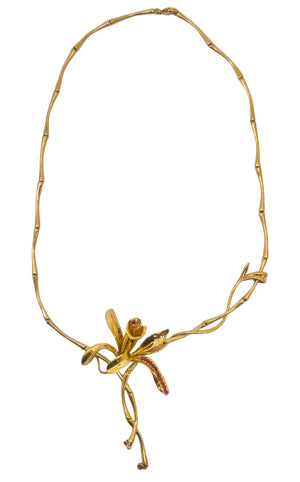 Collier Ras du Cou en Or Jaune 18K avec Rubis - 26.94 Grs