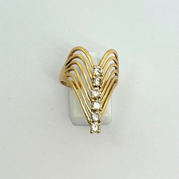 Bague Africaine en Or Jaune 18K et Oxyde de Zirconium