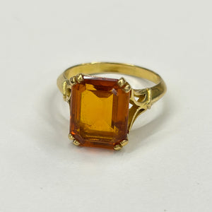 Bague en Or Jaune avec Citrine Fumée 18k
