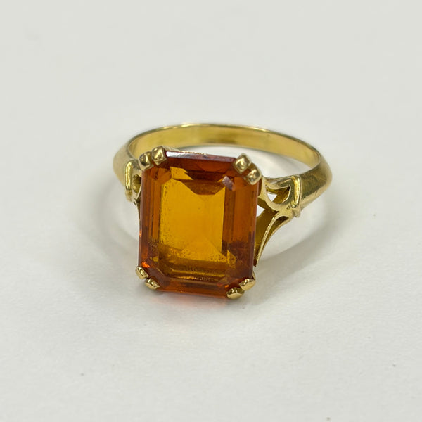Bague en Or Jaune avec Citrine Fumée 18k