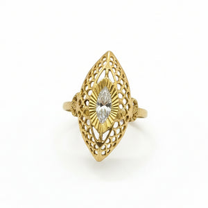 Bague Marquise Or Jaune 18 Carats avec Oxyde