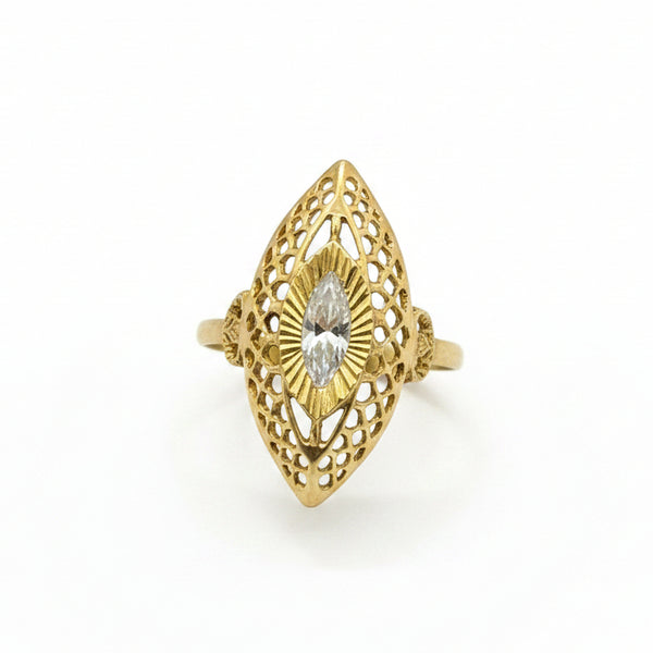 Bague Marquise Or Jaune 18 Carats avec Oxyde