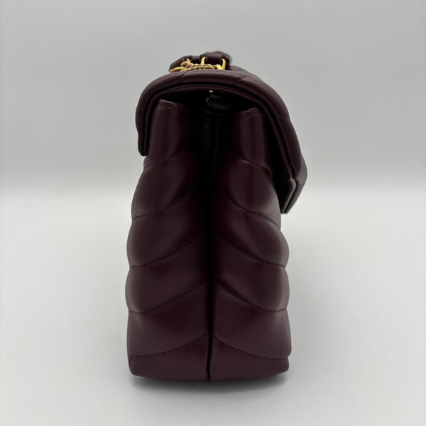 Sac bandoulière Saint Laurent Loulou en cuir bordeaux