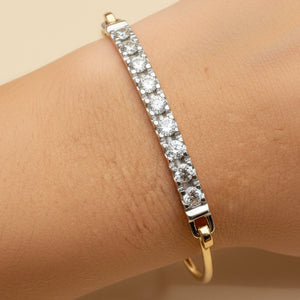 Bracelet jonc en Or jaune et blanc 18k avec diamants