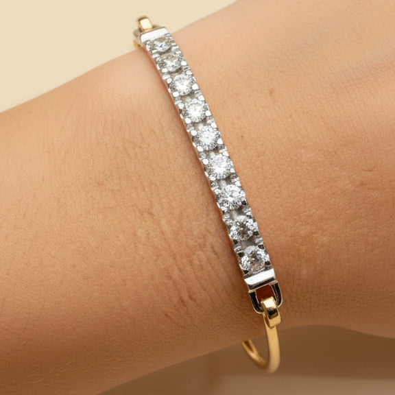 Bracelet jonc en Or jaune et blanc 18k avec diamants