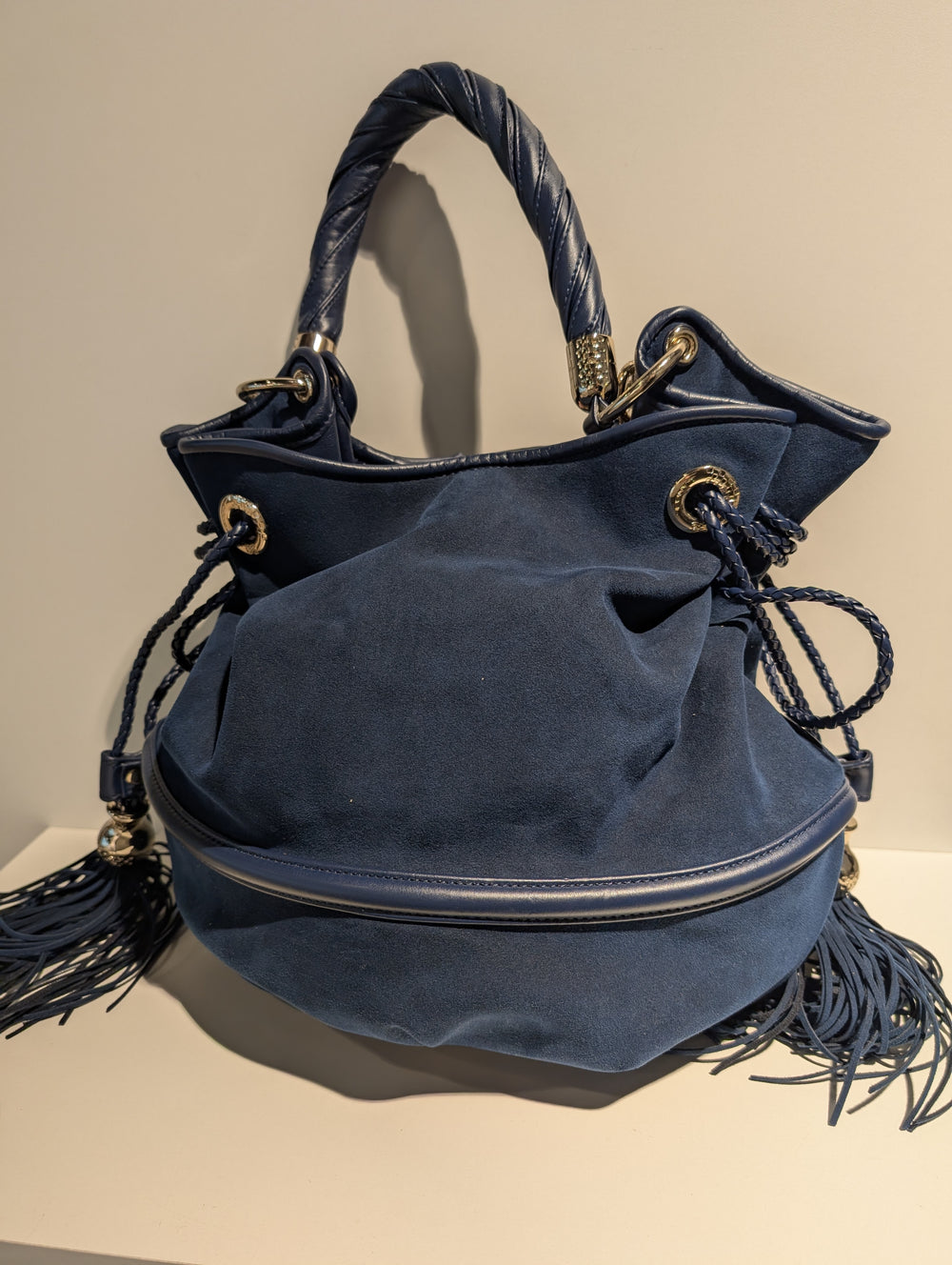 Sac Lancel Brigitte Bardot en Daim Bleu Foncé
