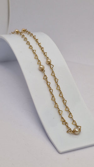 Collier en or jaune 18 carats et perles – 42,2 cm