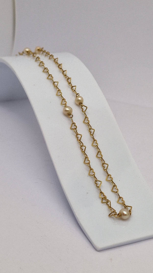 Collier en or jaune 18 carats et perles – 42,2 cm