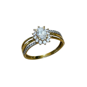 Bague en Or Jaune 18K avec Oxyde de Zirconium - T54 - 1.28gr