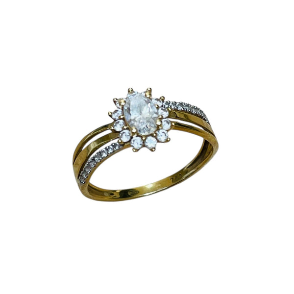 Bague en Or Jaune 18K avec Oxyde de Zirconium - T54 - 1.28gr