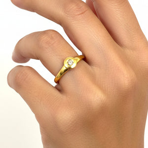 Solitaire en Or Jaune 18K avec Diamant