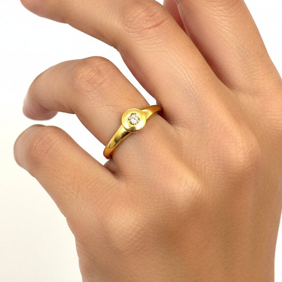 Solitaire en Or Jaune 18K avec Diamant