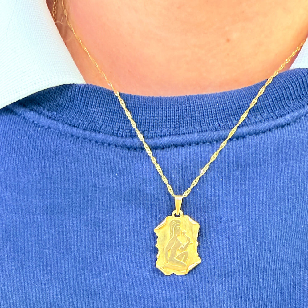 Pendentif Médaillon Or Jaune 18k Femme Fleur
