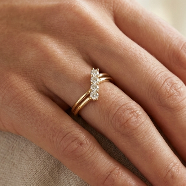 Bague en Or Jaune 18k et Oxyde de Zirconium - T52 - 1.5gr