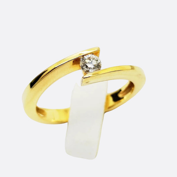 Bague Solitaire en Or Jaune 18K- Taille 54- 5G