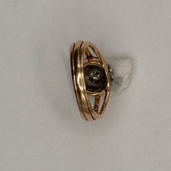 Bague ancienne en or jaune avec diamants 18K Taille-48
