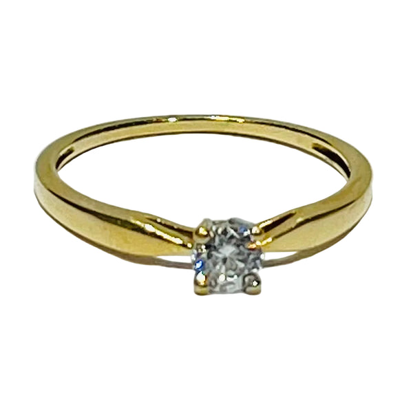 Bague Solitaire en Or Jaune 18k - 1.79 G -