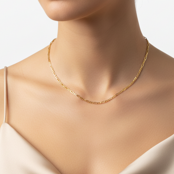 Chaîne maille Figaro en Or Jaune 18K