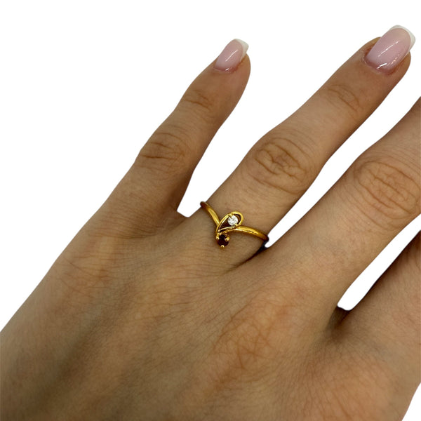 Bagues en or jaune 18K avec oxydes de zirconium - T 51