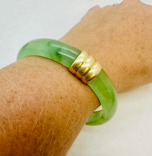 Jonc Or Jaune avec pierre de Jade