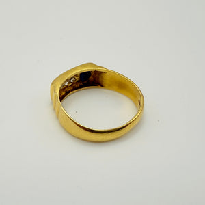 Bague en or jaune 18 K avec diamants et saphir - T 58