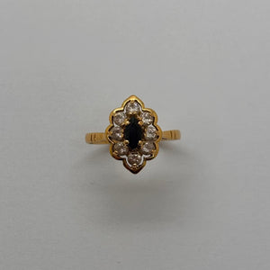 Bague Marguerite Or Jaune 18K Saphir et Zirconium 2.48 Grs - Taille 50