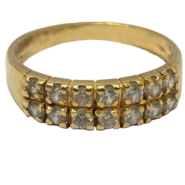 Bague Demi Tour Or Jaune 18K avec Oxyde