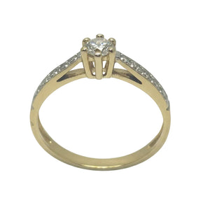Bague solitaire en or jaune 18 K avec diamants