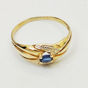 Bague en Or jaune 18K avec saphir- Taille 60 - 2.58g