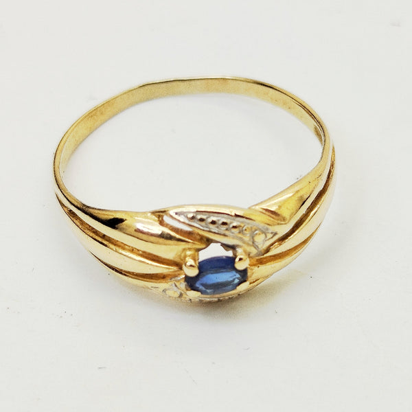 Bague en Or jaune 18K avec saphir- Taille 60 - 2.58g
