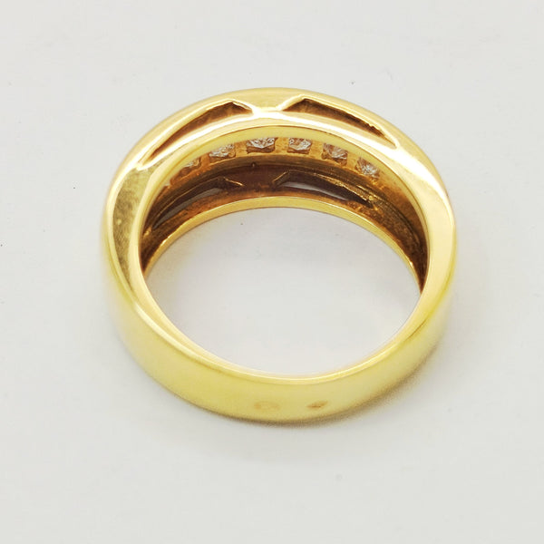 Bague en Or Jaune 18K avec Diamants - Taille 55 - 9.42g