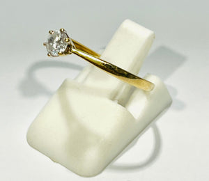 Bague Solitaire en Or Jaune 18 K - Taille 56 - 1.05 G