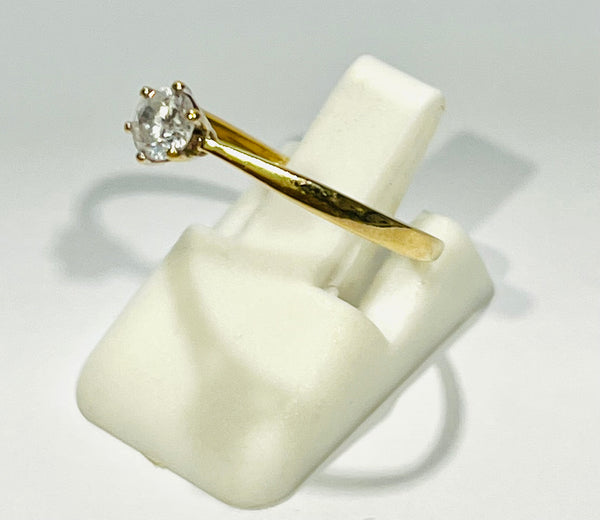 Bague Solitaire en Or Jaune 18 K - Taille 56 - 1.05 G